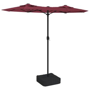 vidaXL Double-Head Garden Parasol with LEDs Bordeaux Red 316x145 cm