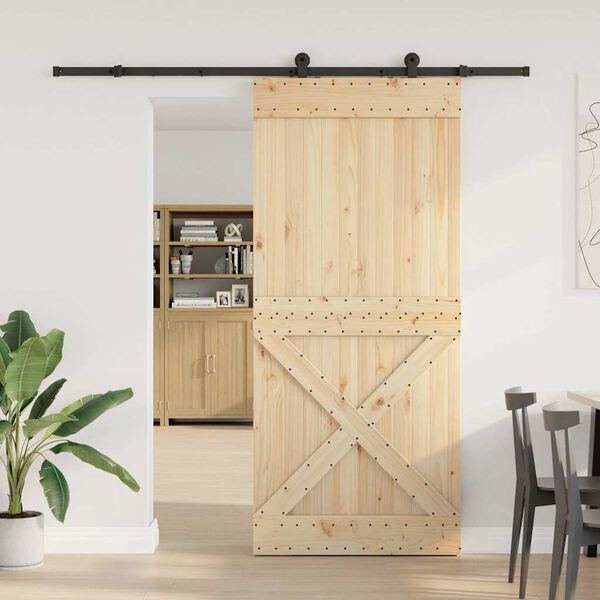 vidaXL Sliding Door with Hardware Set 100x210 cm Solid Wood Pine