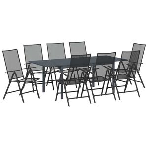 vidaXL Garden Dining Set Folding 9 pcs Anthracite Steel