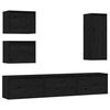 vidaXL 6 Piece TV Cabinet Set Black Solid Wood Pine