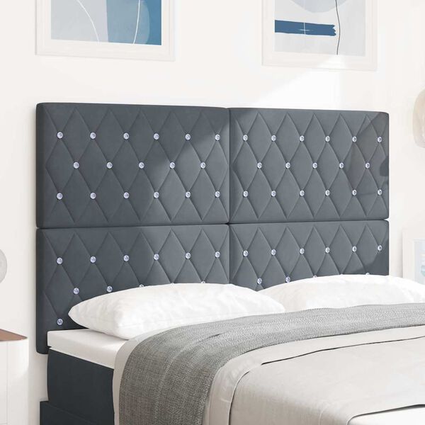 vidaXL Headboard with Headboard Dark Grey 144 cm Faux Leather