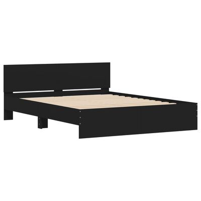vidaXL Bed Frame with Headboard and LED Black 150x200 cm King Size