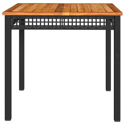 vidaXL Garden Table Black 80x80x75 cm Poly Rattan Acacia Wood