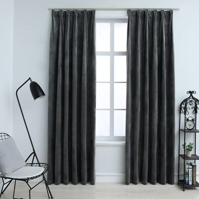 vidaXL Blackout Curtains 2 pcs with Hooks Velvet Anthracite 140x225 cm
