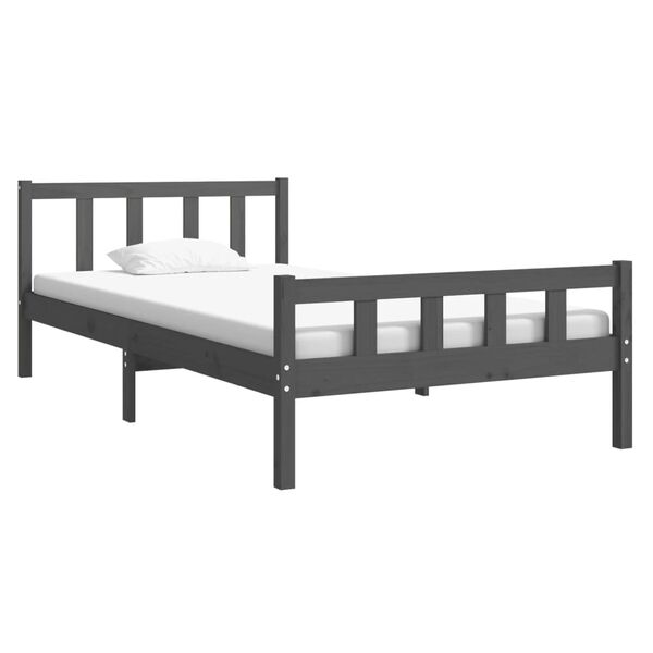 vidaXL Bed Frame without Mattress Grey Solid Wood 100x200 cm