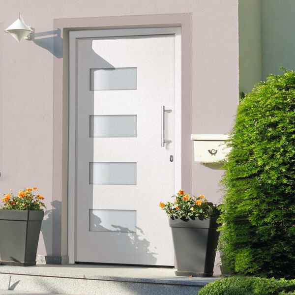 vidaXL Front Door Aluminium and PVC White 110x210 cm
