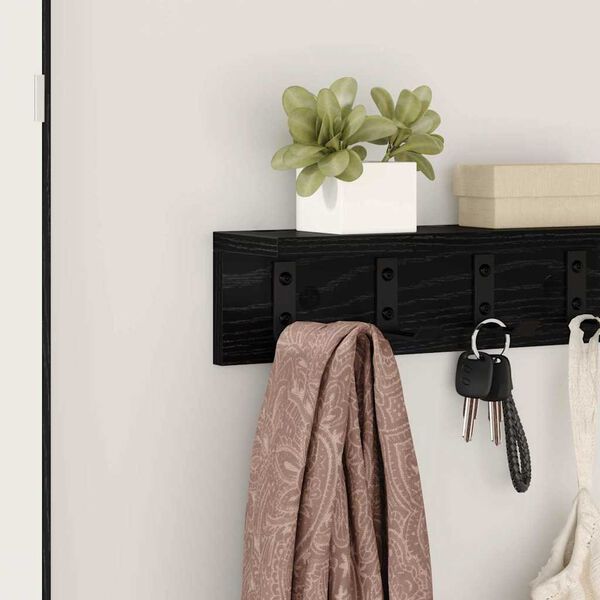 vidaXL Wall-Mounted Coat Rack with Shelf Black oak 40 x 10.5 x 10.5 cm
