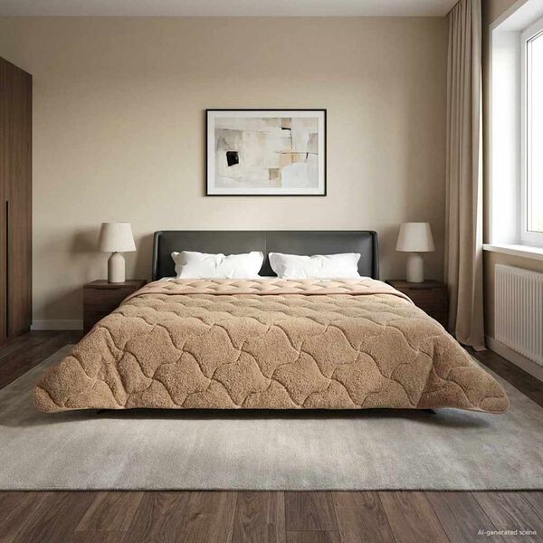 vidaXL Full Year Duvet Taupe 220 x 260 cm Microfiber and Teddy fleece