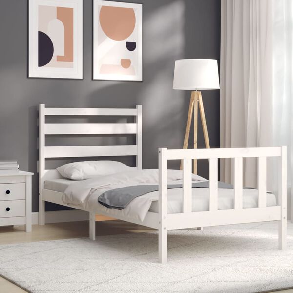 vidaXL Bed Frame without Mattress White 90x200 cm Solid Wood Pine