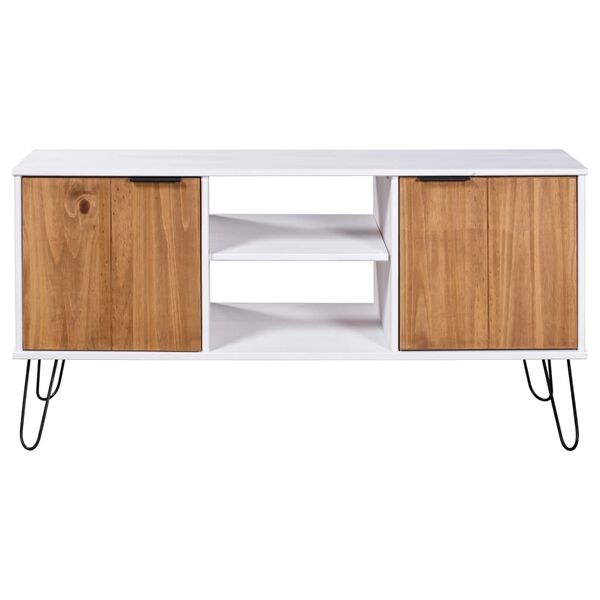 vidaXL TV Cabinet New York White and Light Wood Solid Pine Wood