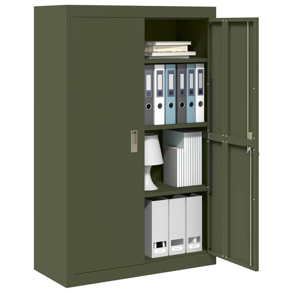 vidaXL Storage Cabinet 2 pcs Olive Green 90 x 40 x 140 cm Steel