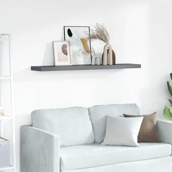 vidaXL Floating Wall Shelf High Gloss Grey 120x23.5x3.8 cm MDF