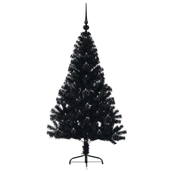 vidaXL Artificial Pre-lit Christmas Tree Black 120 cm PVC