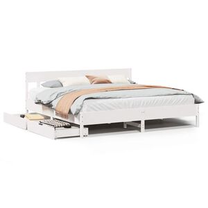 vidaXL Bed Frame without Mattress White 200x200 cm Solid Wood Pine