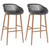 vidaXL Bar Chair | Set of 2 | Grey | Polypropylene, Metal | Standard | Footrest