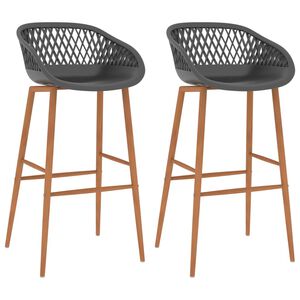 vidaXL Bar Chair | Set of 2 | Grey | Polypropylene, Metal | Standard | Footrest