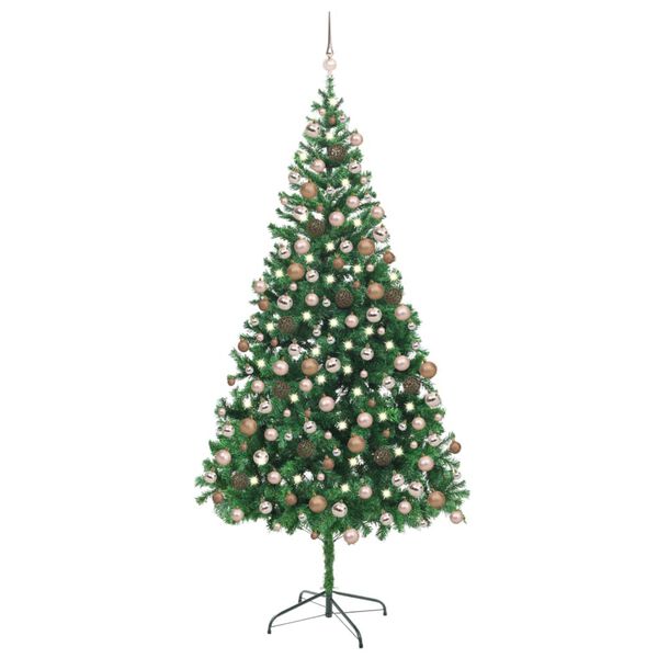 vidaXL Artificial Pre-lit Christmas Tree with Ball Set 210cm 910 Branches