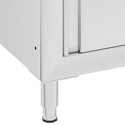 vidaXL Commercial Work Table with Cabinet 60x60x96 cm Stainless Steel