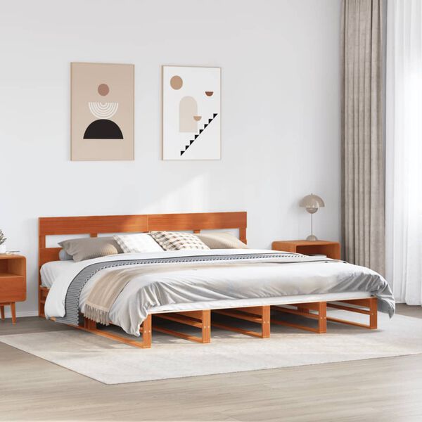 vidaXL Bed Frame without Mattress Wax Brown 200x200 cm Solid Wood Pine