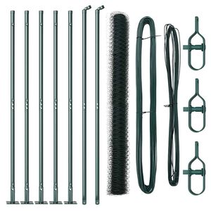 vidaXL Fence Post Green 10 x 1.5 m (50 mm mesh) Steel and PVC