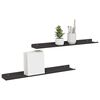 vidaXL Wall Shelf with Shelf 2 pcs Black 60 x 8.5 x 2.5 cm