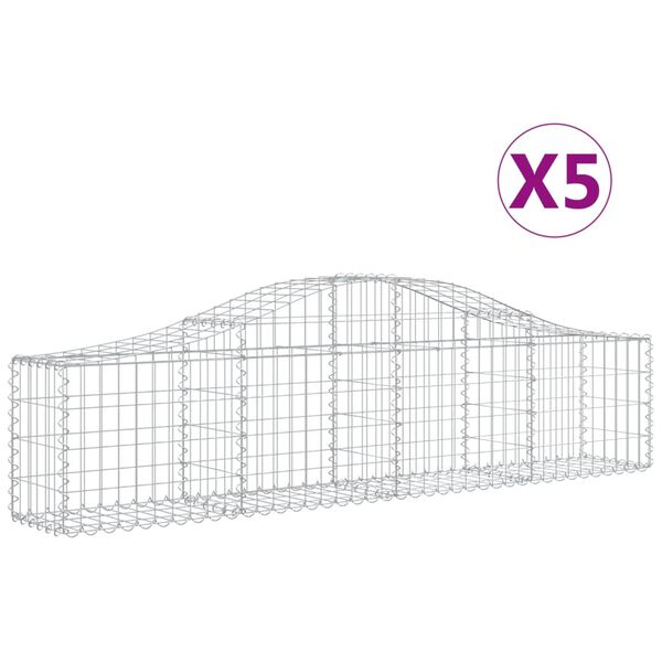 vidaXL Arched Gabion Baskets 5 pcs 200x30x40/60 cm Galvanised Iron