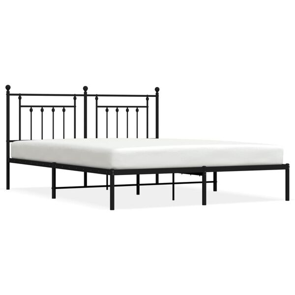 vidaXL Metal Bed Frame without Mattress with Headboard Black 160x200cm