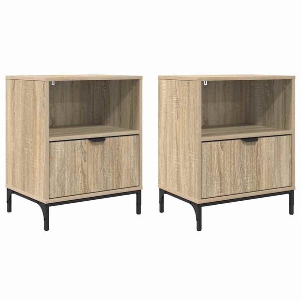 vidaXL Bedside Cabinet with Drawer 2 pcs Sonoma oak 49 x 36 x 61 cm