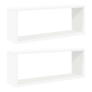 vidaXL Wall Cube Shelf 2 pcs White 60x15x23 cm Engineered Wood