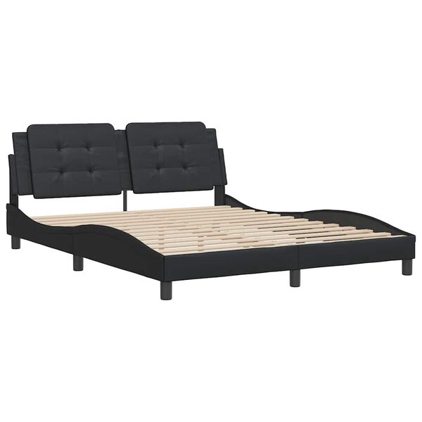 vidaXL Bed Frame without Mattress "Zadar" Black 160x200 cm Faux Leather