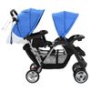 vidaXL Tandem Stroller Steel Blue and Black