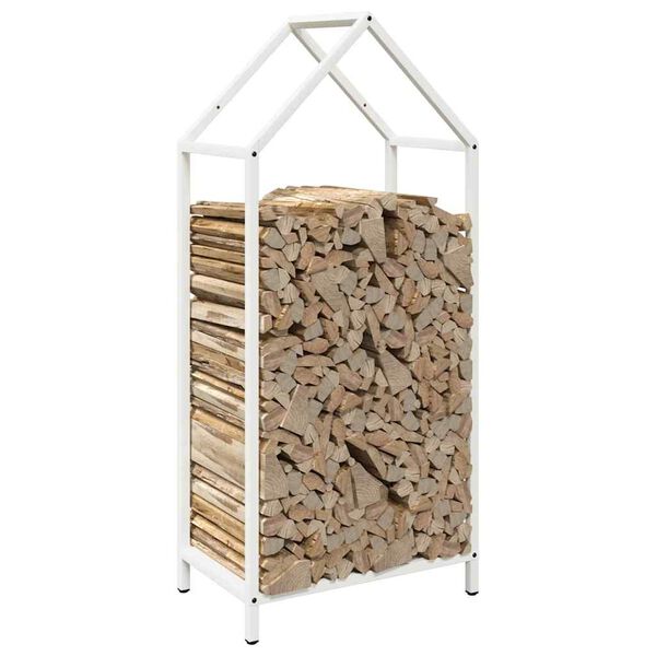 vidaXL Firewood Rack White 40x25x90 cm Cold-rolled steel