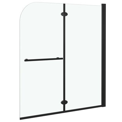 vidaXL Folding Shower Enclosure 2 Panels ESG 120x140 cm Black