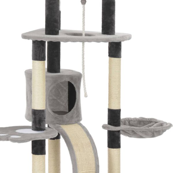 vidaXL Cat Tree with Sisal Scratching Posts Grey 145 cm
