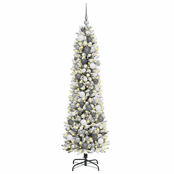vidaXL Artificial Christmas Tree with 300 LEDs with Stand White 180 cm
