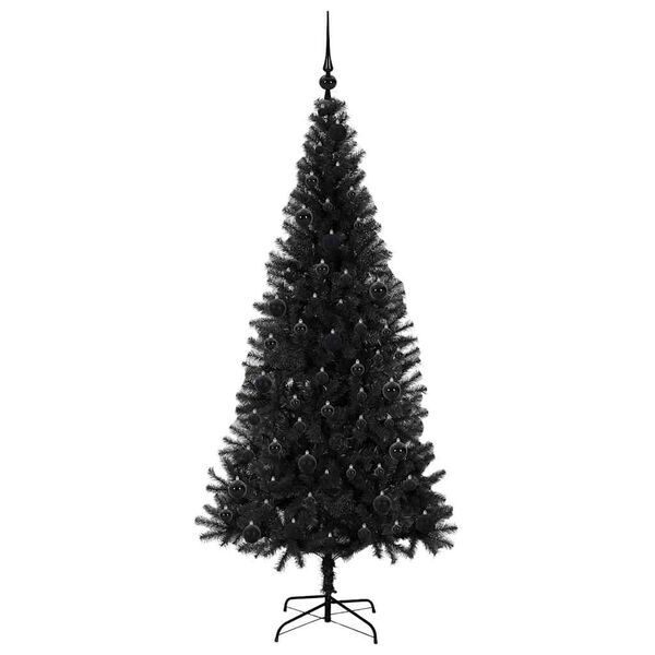 vidaXL Christmas Tree with 300 LEDs with Stand Black 180 cm PVC