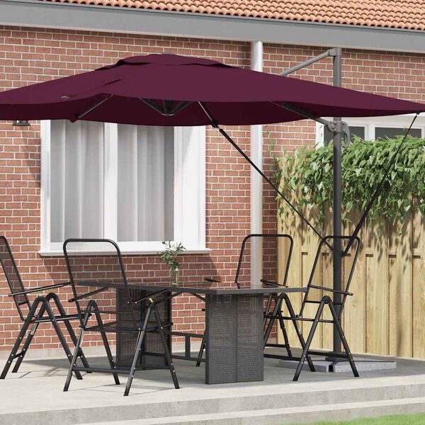 vidaXL Roma Parasol Red 286 x 284 x 265 cm Aluminium and Polyester