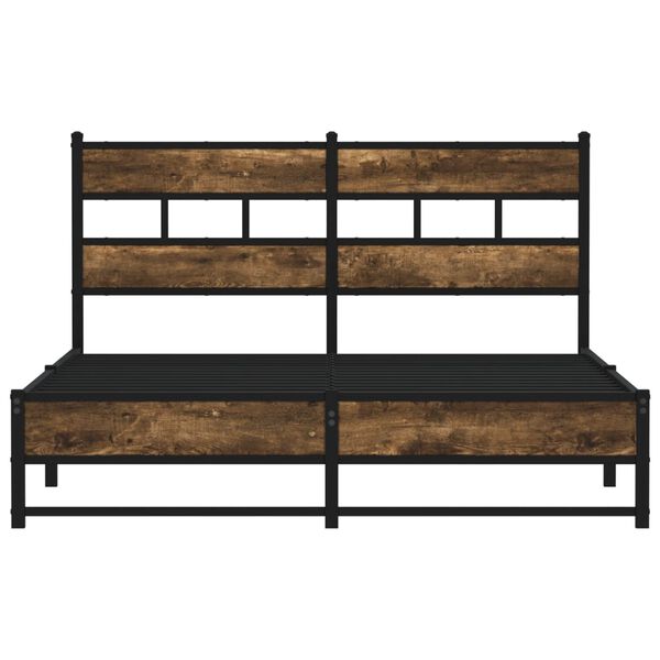 vidaXL Metal Bed Frame without Mattress Smoked Oak 150x200 cm King Size
