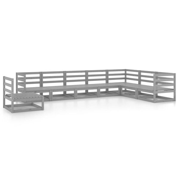 vidaXL 8 Piece Garden Lounge Set Grey Solid Pinewood