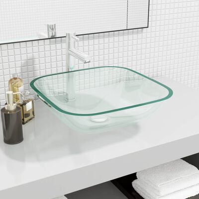 vidaXL Basin Glass 42x42x14 cm Transparent