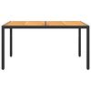 vidaXL Garden Table 150x90x75 cm Acacia Wood and Poly Rattan Black