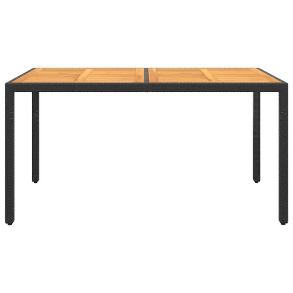 vidaXL Garden Table 150x90x75 cm Acacia Wood and Poly Rattan Black