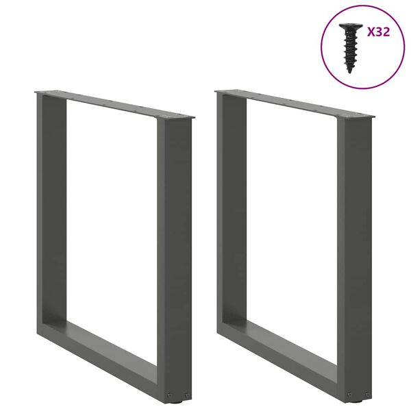 vidaXL Dining Table Legs U-Shaped 2 pcs Anthracite 90x(72-73) cm Steel