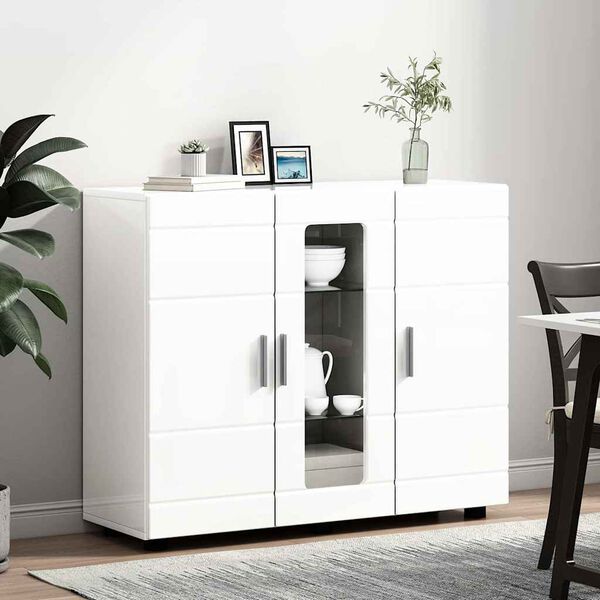 vidaXL Wooden Cabinet High Gloss White 88.5 x 30.5 x 73 cm