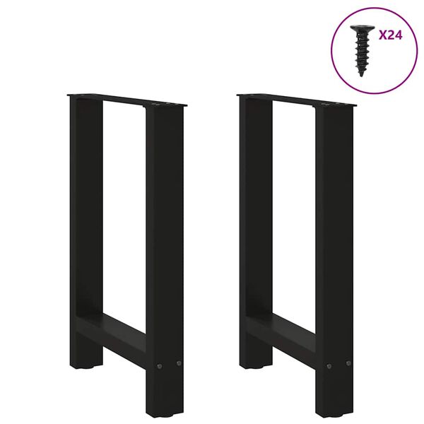 vidaXL Dining Table Legs Black 2 pcs 50x(72-73) cm Steel