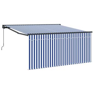 vidaXL Retractable Awning Manual Blue and White 350 x 250 cm