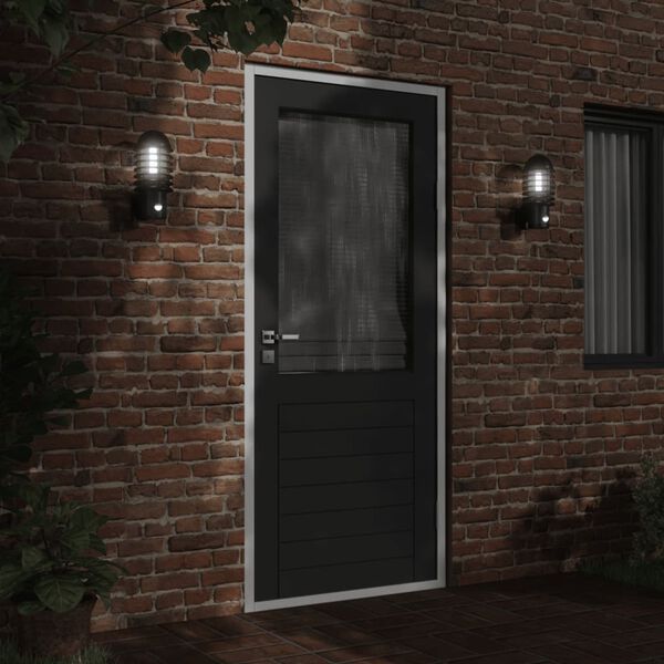 vidaXL Outdoor Wall Lights with Sensors 2pcs Black Stainless Steel
