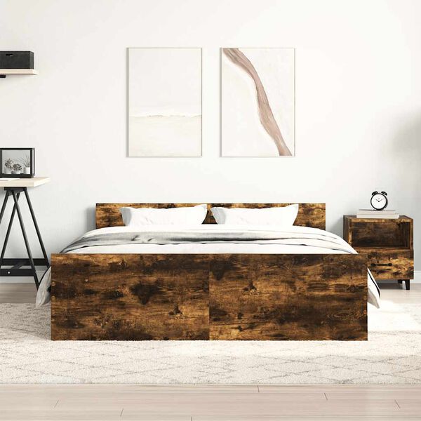 vidaXL Bed Frame without Mattress Smoked Oak 120x200 cm