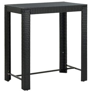 vidaXL Bar Table | Black | PE rattan, powder-coated steel | Counter Height