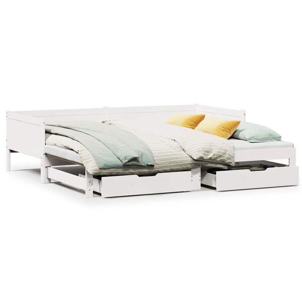 vidaXL Daybed with Trundle and Drawers without Mattress White 90x190 cm Single